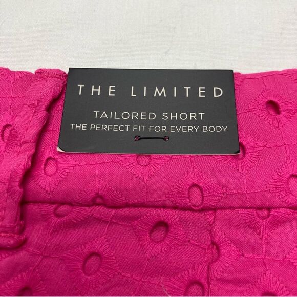 The Limited Tailored Shorts 4 Hot Pink Eyelet 100 Cotton Solid Flat Front NWT - Picture 7 of 11